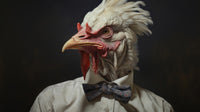 White Rooster Man Wall Art
