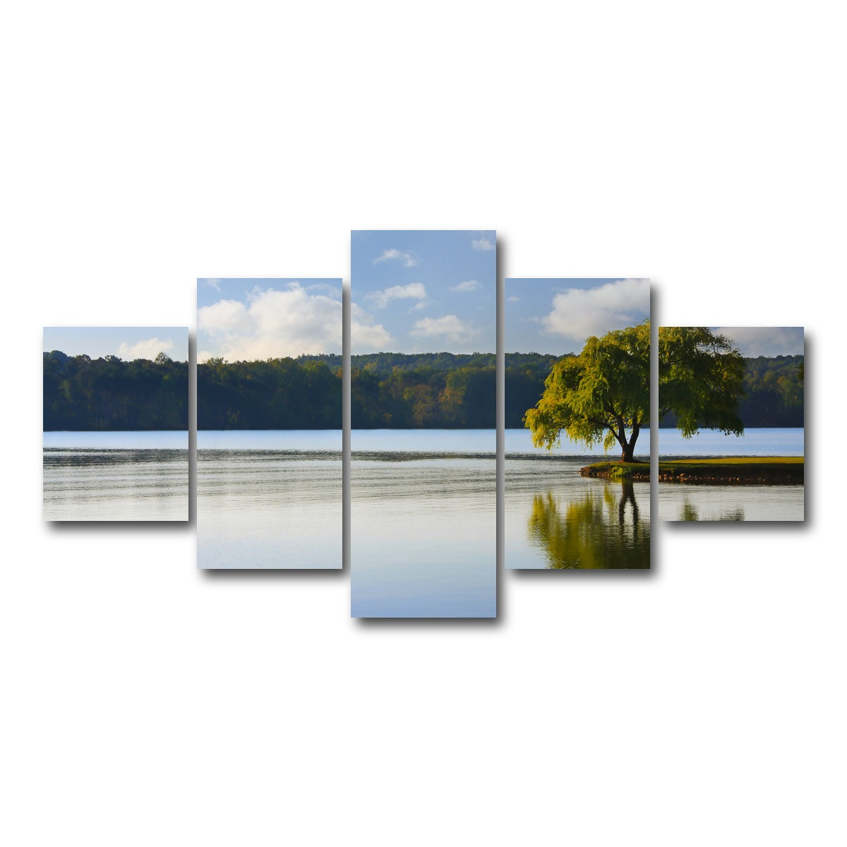 AUTO-MOCKUP WHITE | Willow tree on the Tennessee River | 5 Piece | Gallery Wrap Canvas | group=5_short