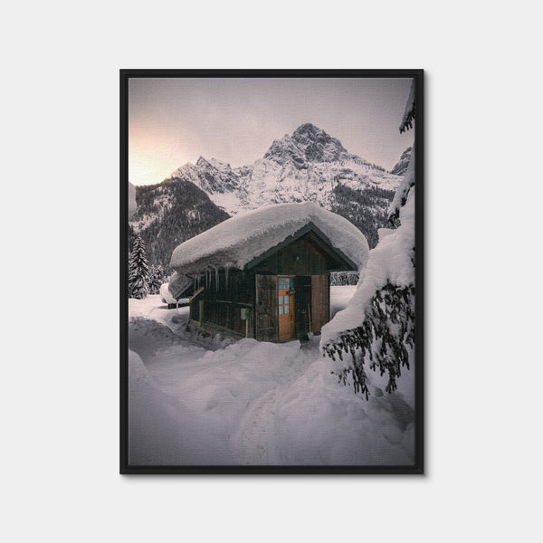 Winter Cabin Wall Art — Framed Canvas Format preview