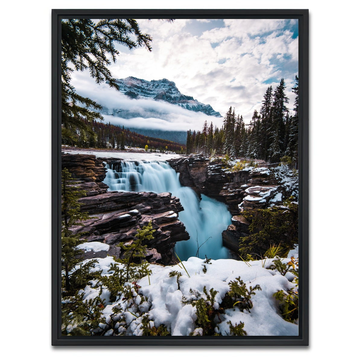 AUTO-MOCKUP WHITE | Wintry Waterfall | 1 Piece | Black Framed Canvas | group=3x4
