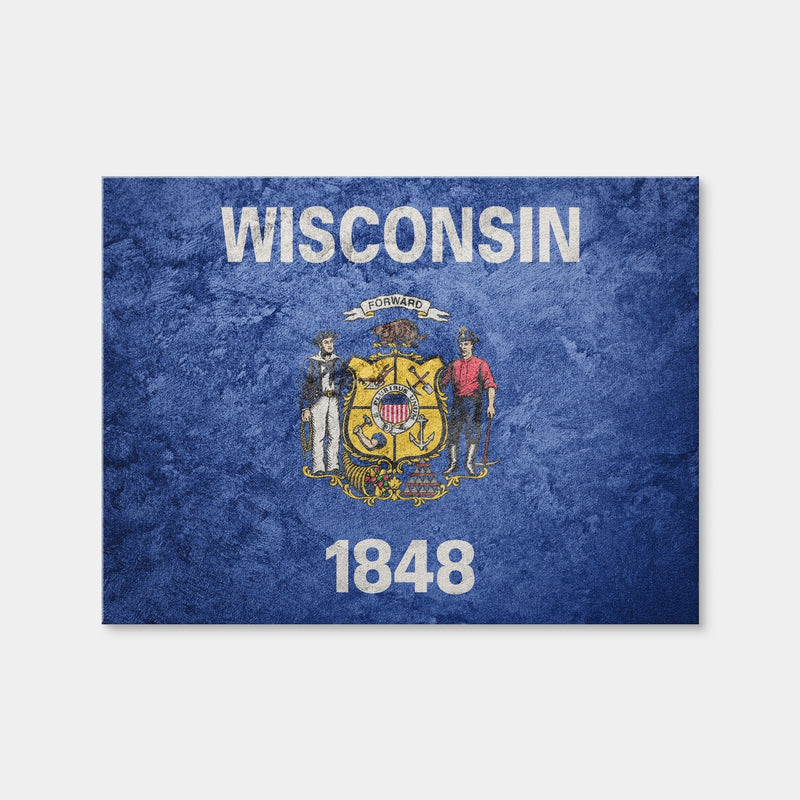 AUTO-MOCKUP WHITE | Wisconsin Flag Grunge | 1 Piece | Gallery Wrap Canvas | group=4x3