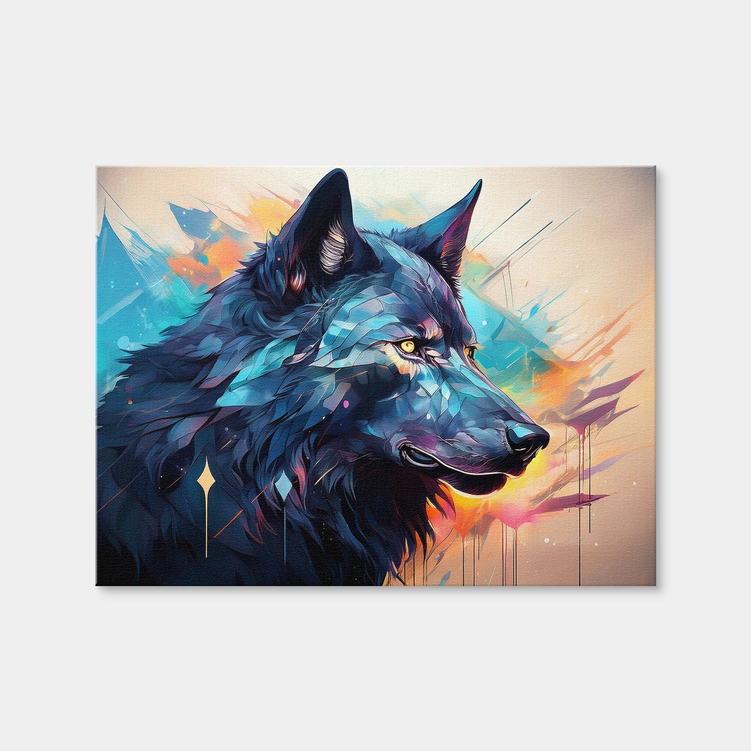 AUTO-MOCKUP WHITE | Wolf Abstract Painting | 1 Piece | Gallery Wrap | group=4x3