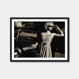 AUTO-MOCKUP WHITE | Woman and Retro Car | 1 Piece | Black Framed Print | group=4x3