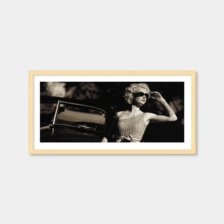 AUTO-MOCKUP WHITE | Woman and Retro Car | 1 Piece | Natural Framed Print | group=2x1