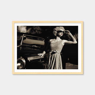AUTO-MOCKUP WHITE | Woman and Retro Car | 1 Piece | Natural Framed Print | group=4x3