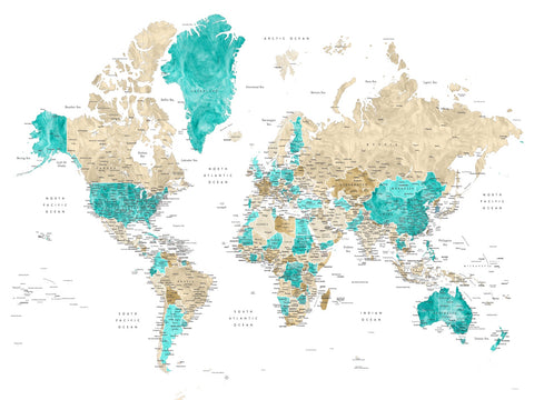 World Map 13 Wall Art