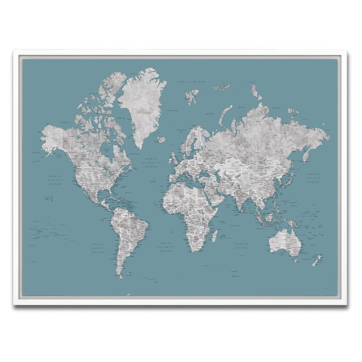 AUTO-MOCKUP WHITE | World Map 15 | 1 Piece | White Framed Canvas | group=4x3