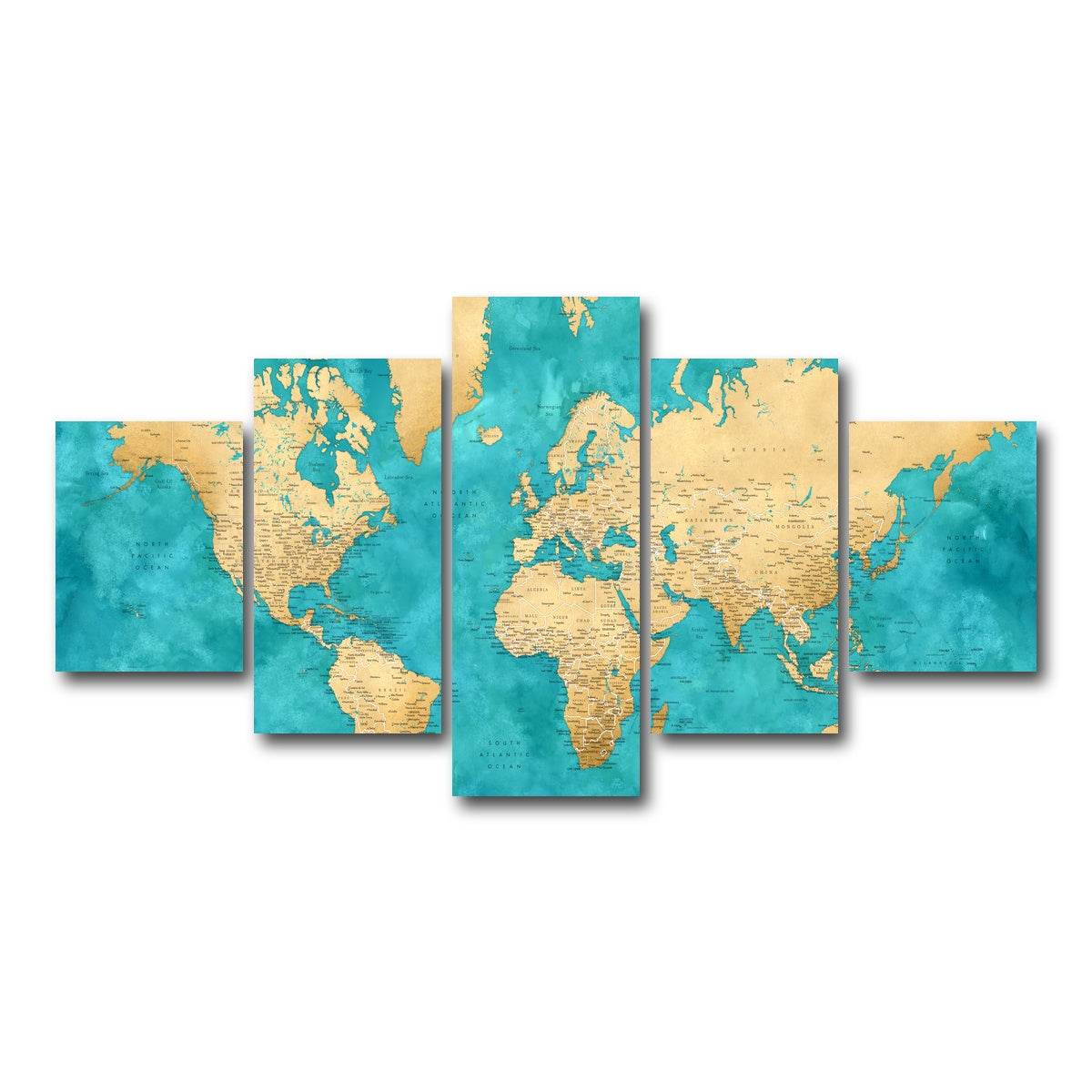 AUTO-MOCKUP WHITE | World Map 22 | 5 Piece | Gallery Wrap Canvas | group=5_short