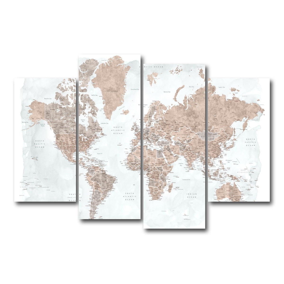 AUTO-MOCKUP WHITE | World Map 23 | 4 Piece | Gallery Wrap Canvas | group=4_short