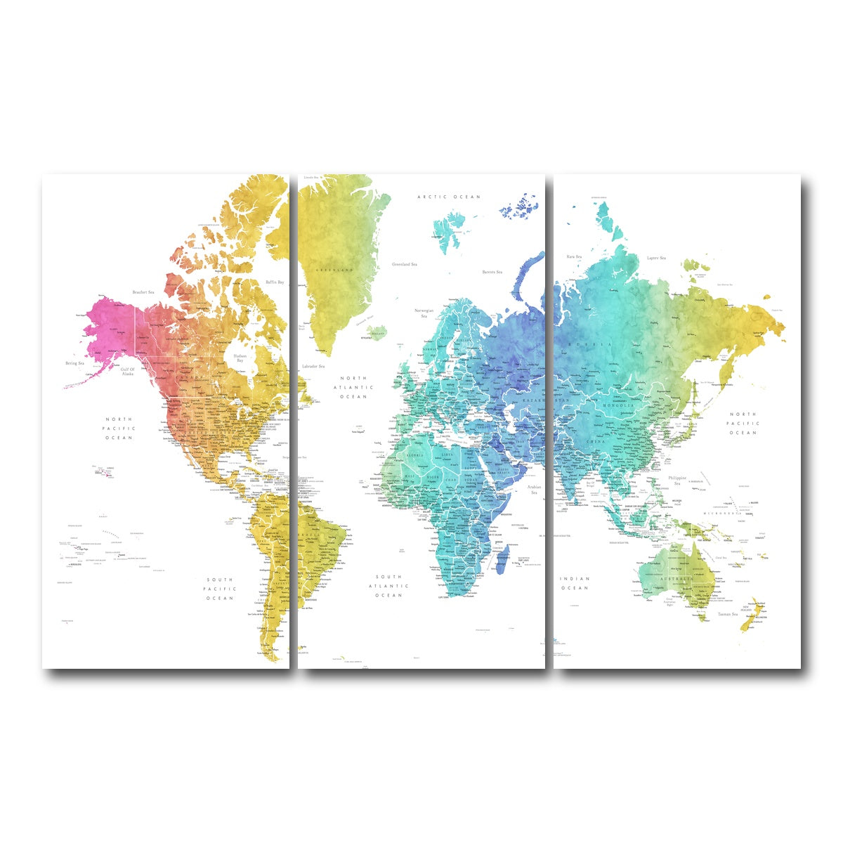 AUTO-MOCKUP WHITE | World Map 25 | 3 Piece | Gallery Wrap Canvas | group=12x24