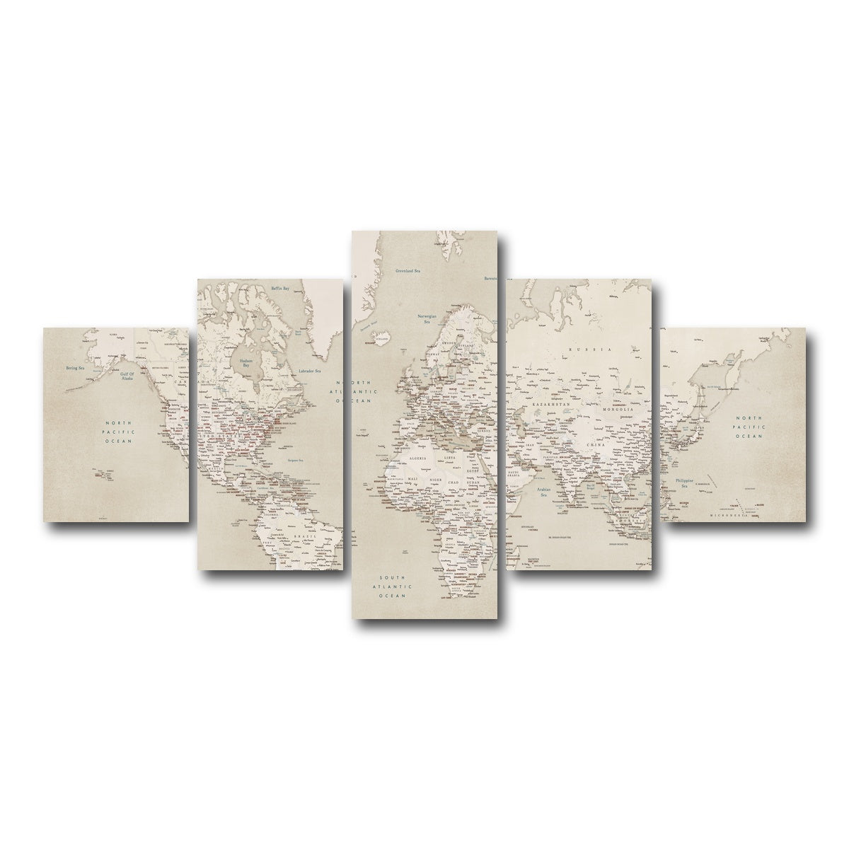 AUTO-MOCKUP WHITE | World Map 29 | 5 Piece | Gallery Wrap Canvas | group=5_short