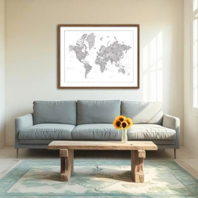 AUTO-MOCKUP ROOM | World Map 2 Wall Art
