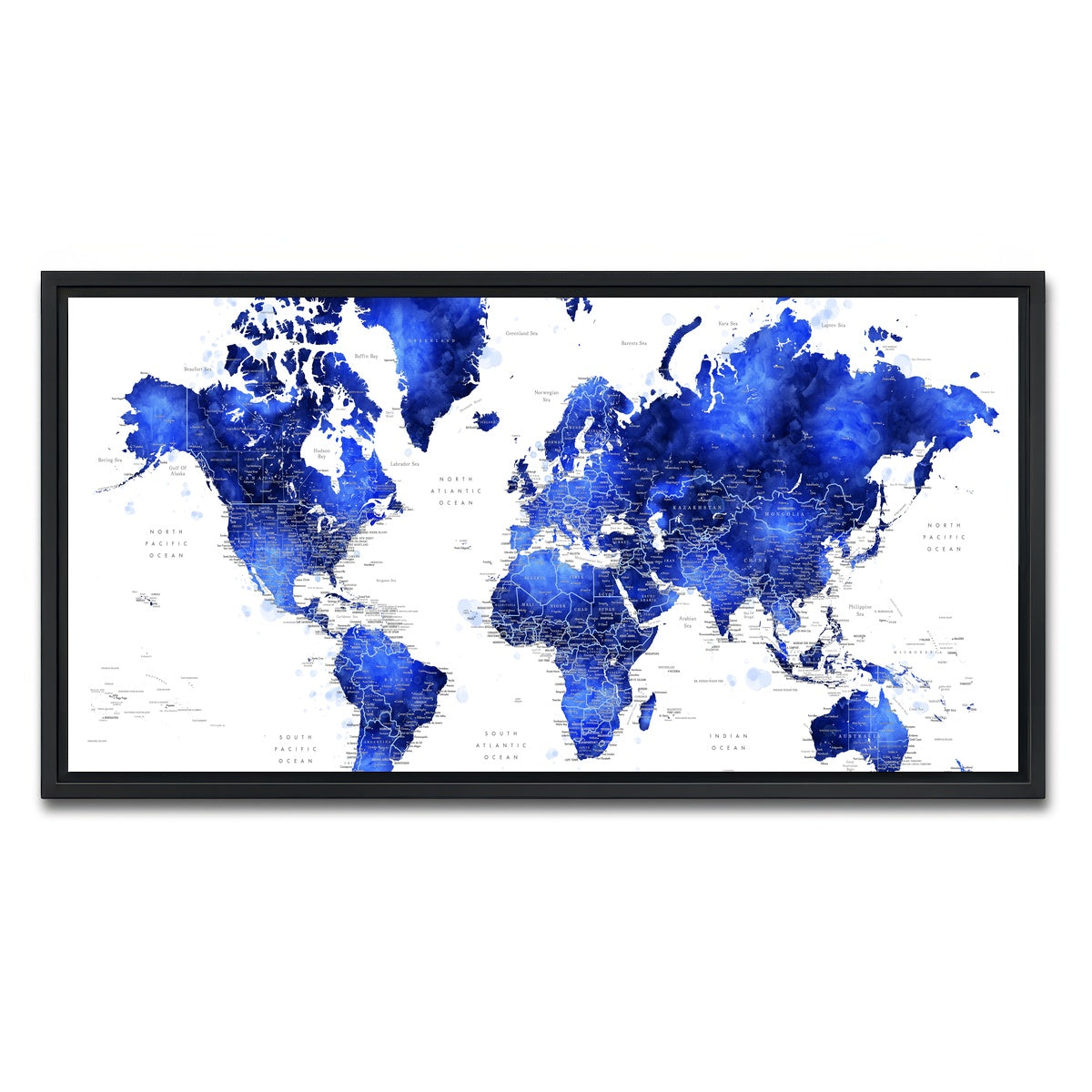 AUTO-MOCKUP WHITE | World Map 31 | 1 Piece | Black Framed Canvas | group=2x1