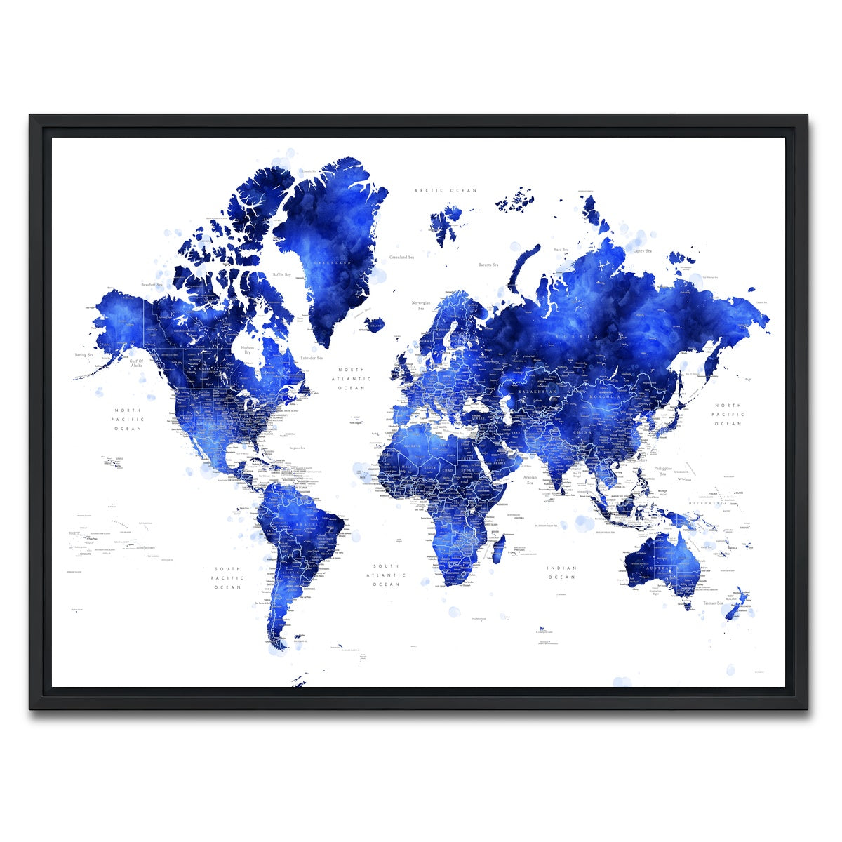 AUTO-MOCKUP WHITE | World Map 31 | 1 Piece | Black Framed Canvas | group=4x3