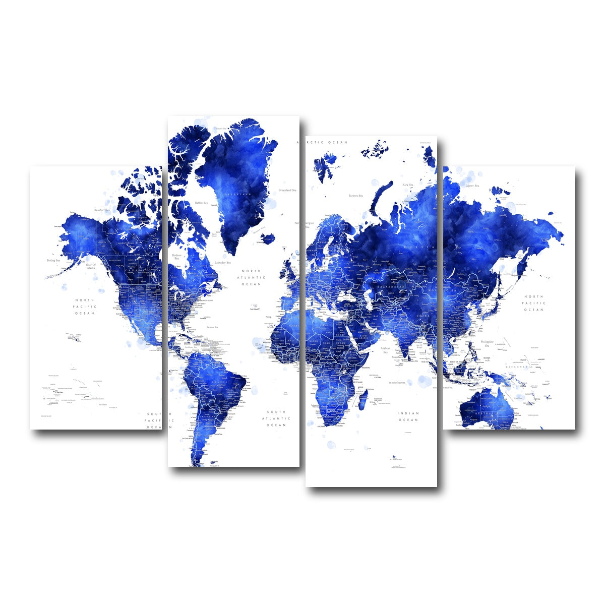 AUTO-MOCKUP WHITE | World Map 31 | 4 Piece | Gallery Wrap Canvas | group=4_short