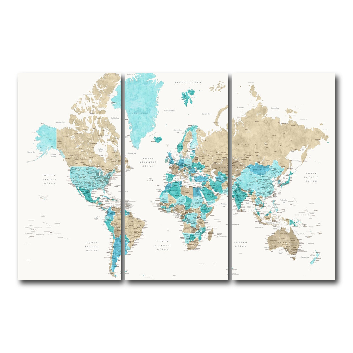 AUTO-MOCKUP WHITE | World Map 33 | 3 Piece | Gallery Wrap Canvas | group=12x24