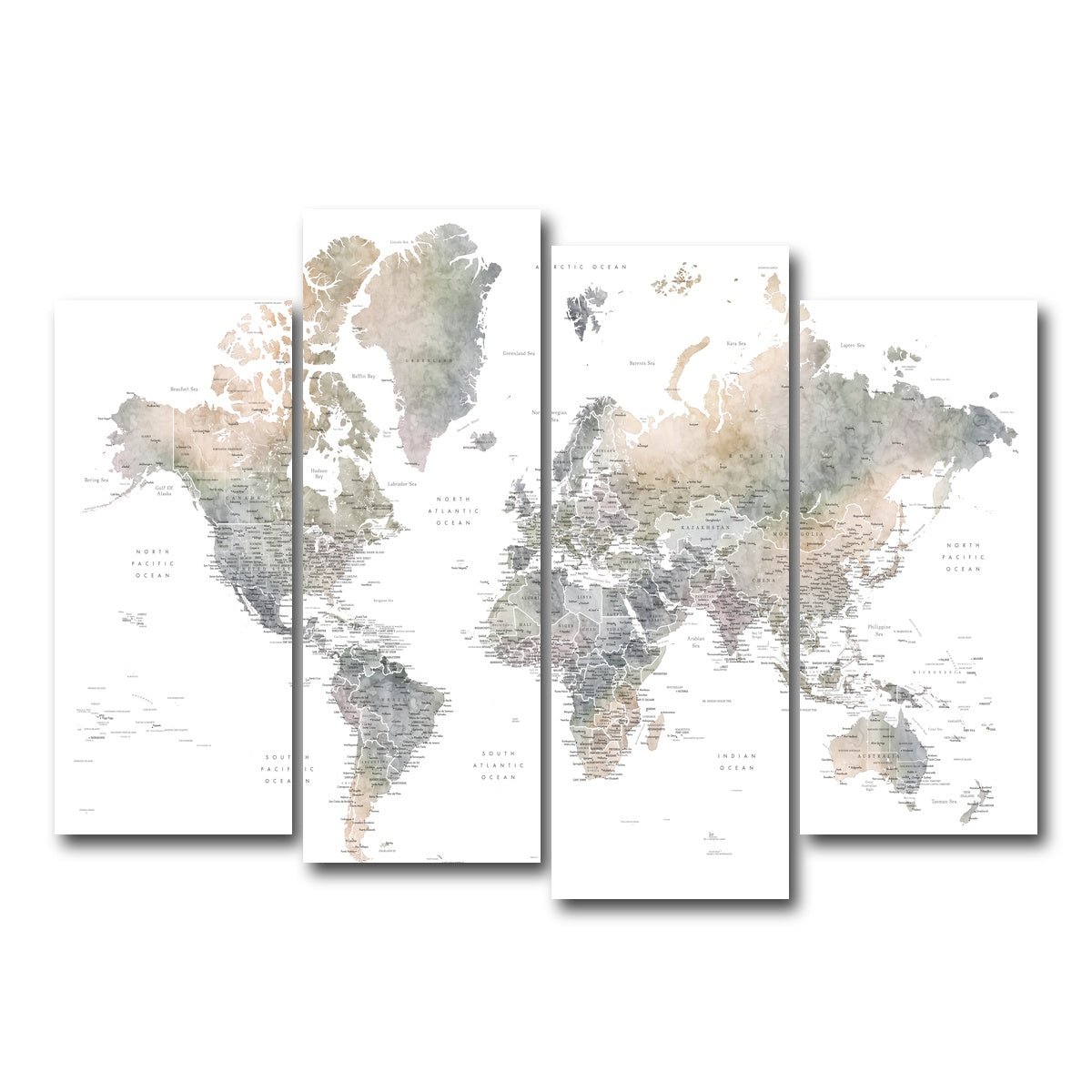 AUTO-MOCKUP WHITE | World Map 36 | 4 Piece | Gallery Wrap Canvas | group=4_normal