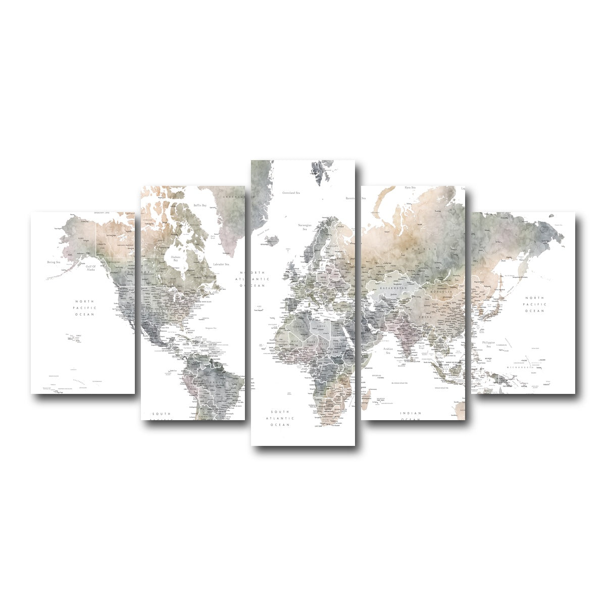 AUTO-MOCKUP WHITE | World Map 36 | 5 Piece | Gallery Wrap Canvas | group=5_normal