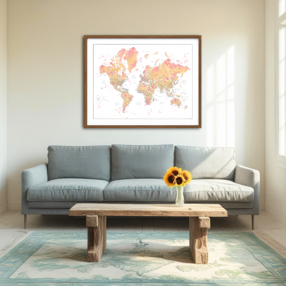 AUTO-MOCKUP ROOM | World Map 47 Wall Art