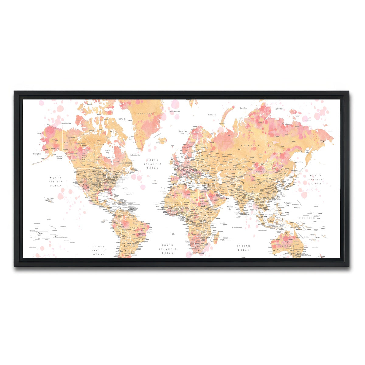 AUTO-MOCKUP WHITE | World Map 47 | 1 Piece | Black Framed Canvas | group=2x1