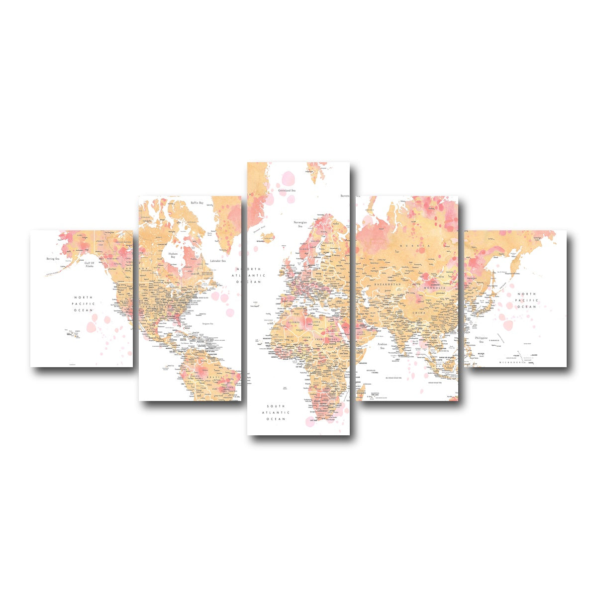 AUTO-MOCKUP WHITE | World Map 47 | 5 Piece | Gallery Wrap Canvas | group=5_short