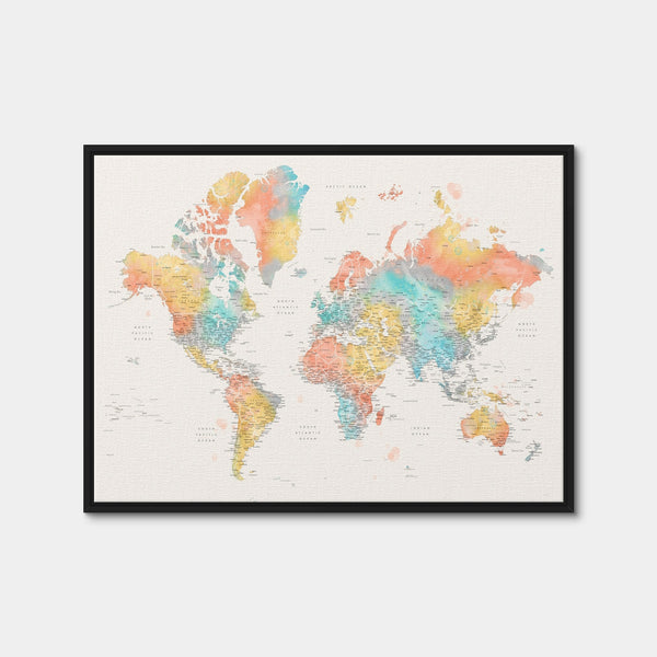 World Map 48 Wall Art — Framed Canvas Format preview