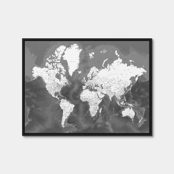 World Map 50 Wall Art — Framed Canvas Format preview