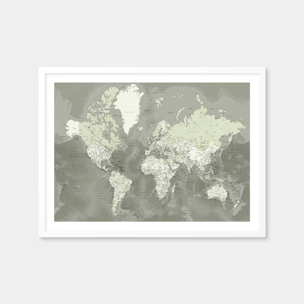 World Map 55 Wall Art — Framed Print Format preview