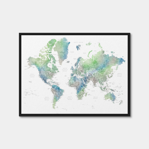 World Map 57 Wall Art — Framed Canvas Format preview