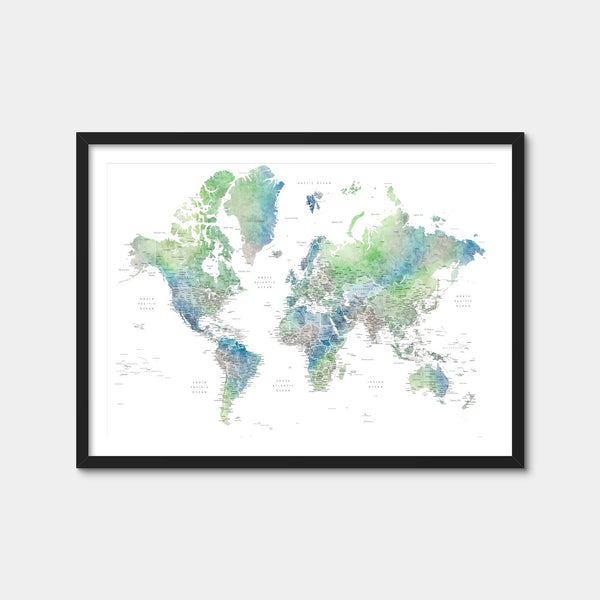 World Map 57 Wall Art — Framed Print Format preview
