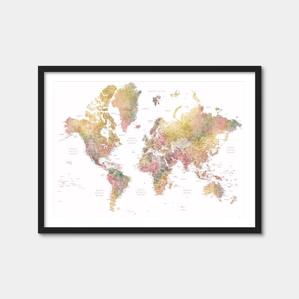 World Map 59 Wall Art — Framed Print Format preview