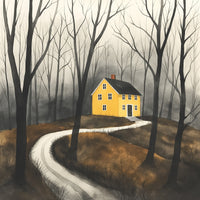 Yellow House in Woods Wall Art
