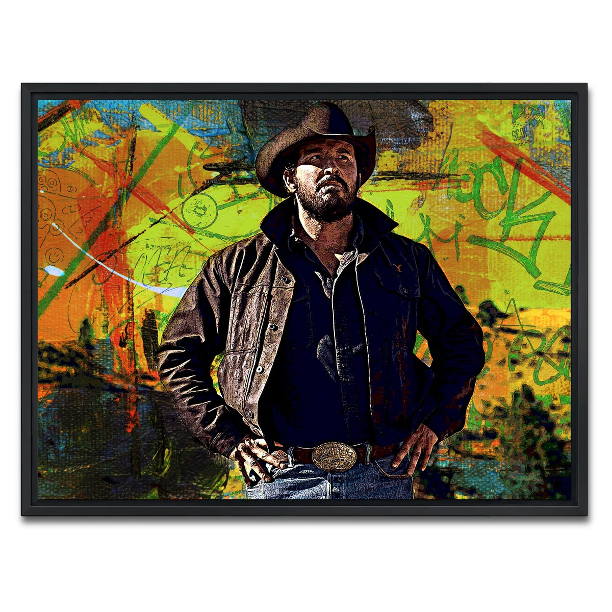 AUTO-MOCKUP WHITE | Yellowstone - Rip Wheeler | 1 Piece | Black Framed Canvas | group=4x3