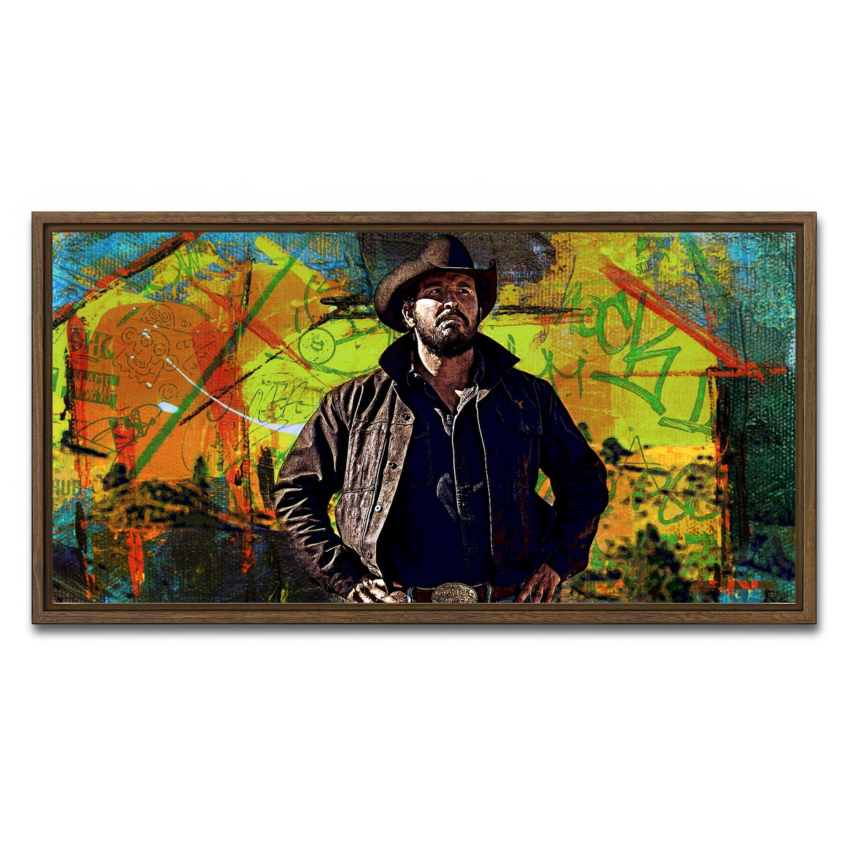 AUTO-MOCKUP WHITE | Yellowstone - Rip Wheeler | 1 Piece | Walnut Framed Canvas | group=2x1