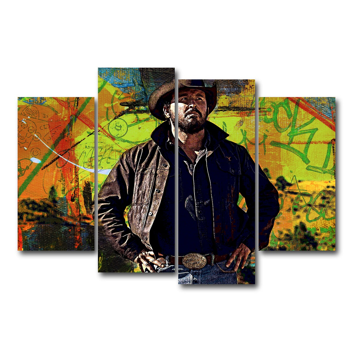 AUTO-MOCKUP WHITE | Yellowstone - Rip Wheeler | 4 Piece | Gallery Wrap Canvas | group=4_short