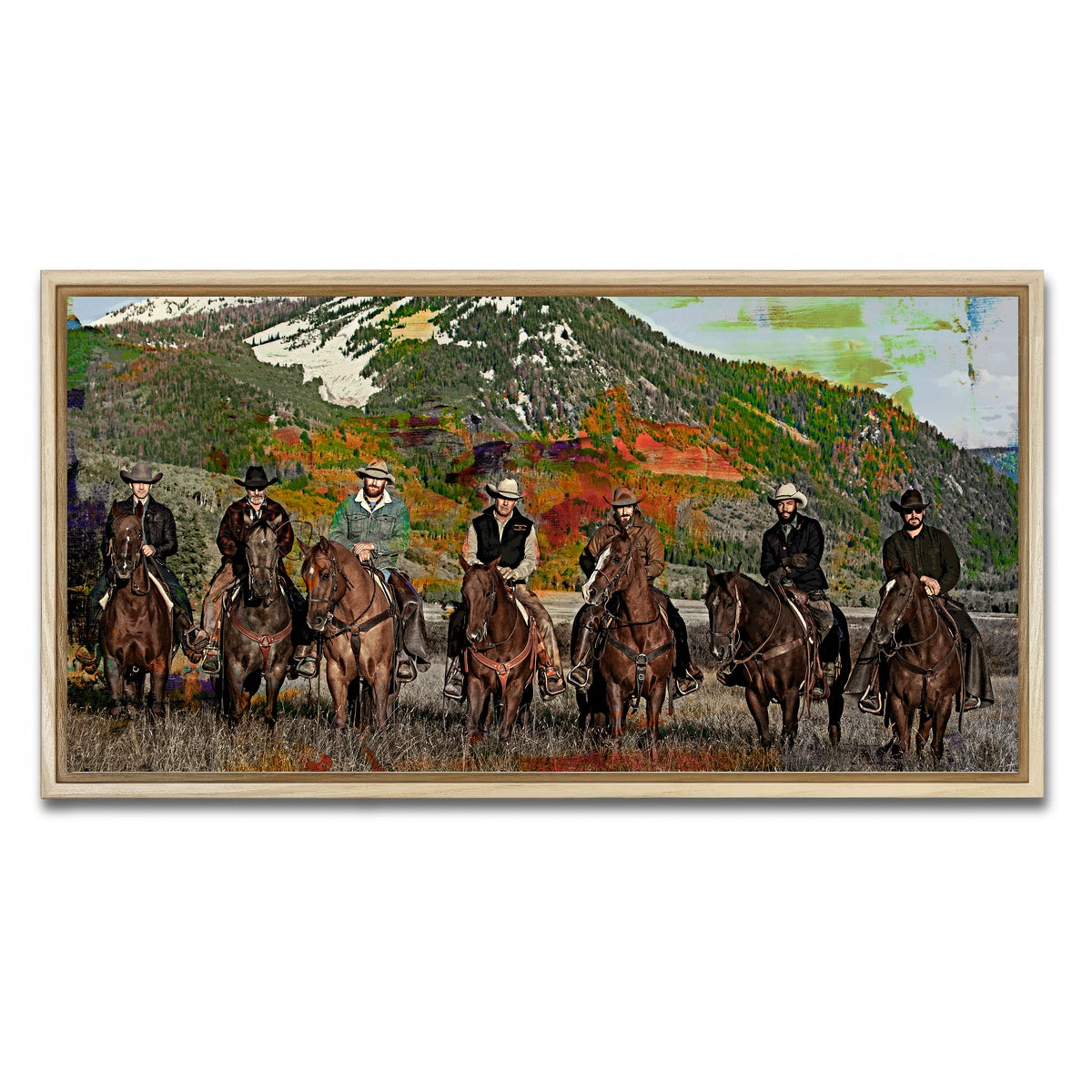AUTO-MOCKUP WHITE | Yellowstone Horse Lineup | 1 Piece | Natural Framed Canvas | group=2x1