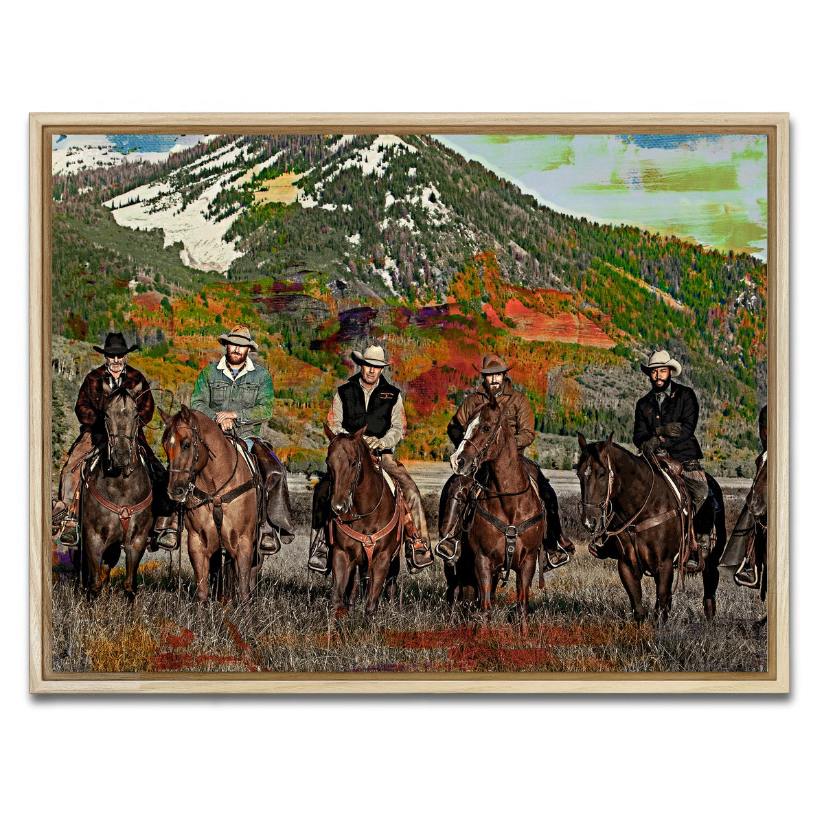 AUTO-MOCKUP WHITE | Yellowstone Horse Lineup | 1 Piece | Natural Framed Canvas | group=4x3