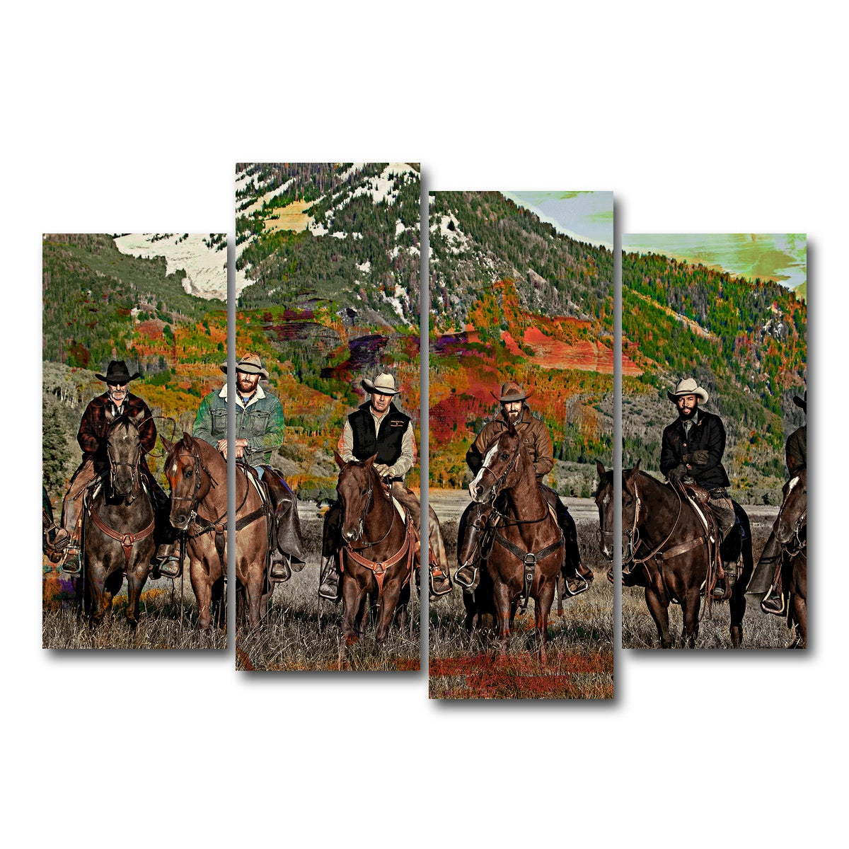 AUTO-MOCKUP WHITE | Yellowstone Horse Lineup | 4 Piece | Gallery Wrap Canvas | group=4_normal