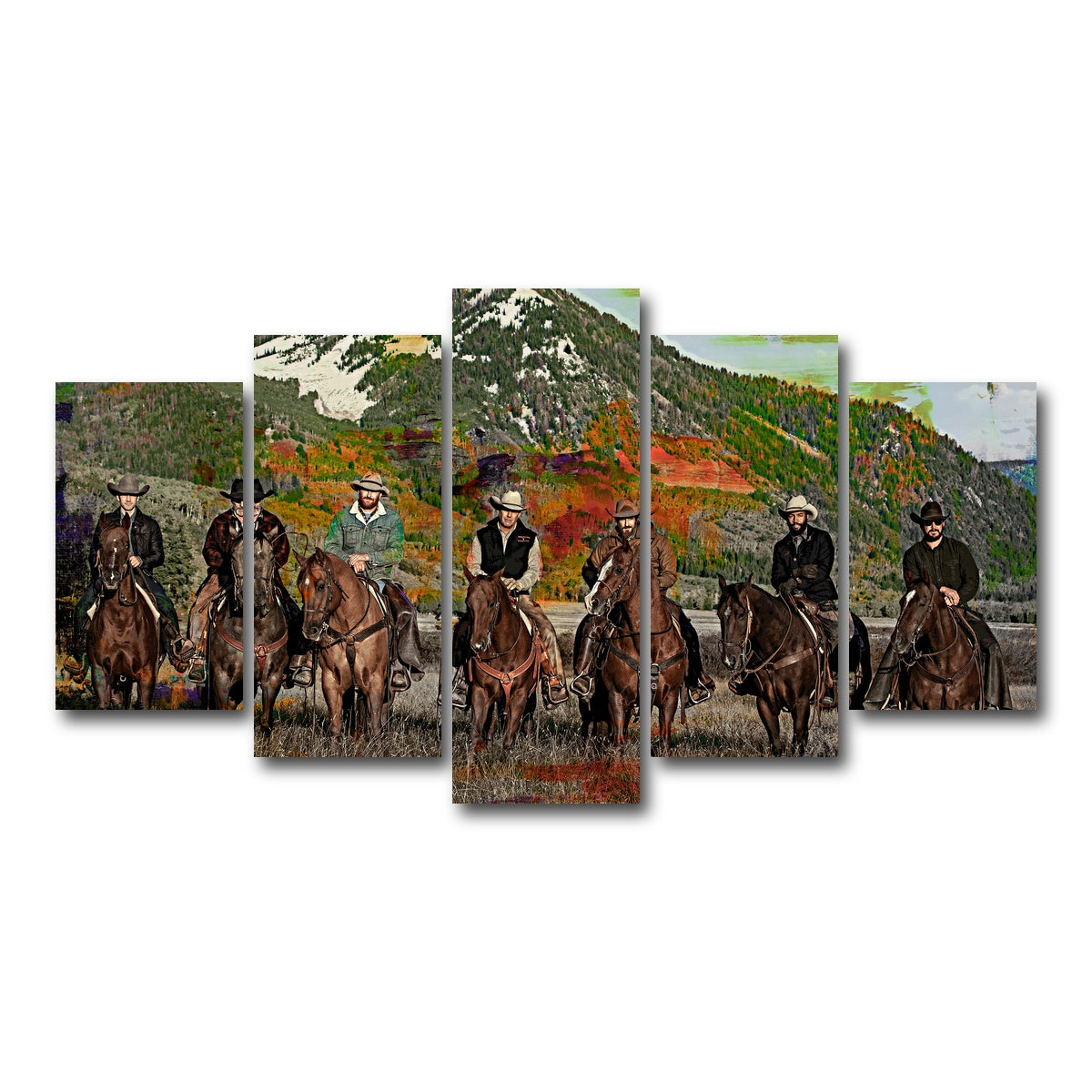 AUTO-MOCKUP WHITE | Yellowstone Horse Lineup | 5 Piece | Gallery Wrap Canvas | group=5_normal