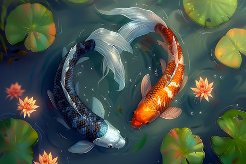 Yin and Yang Koi Fish Wall Art