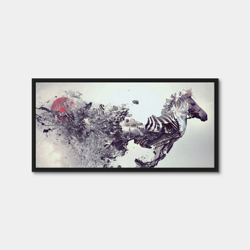 AUTO-MOCKUP | Zebra Abstract Wall Art | 1 Piece | Black Framed Canvas | 2x1