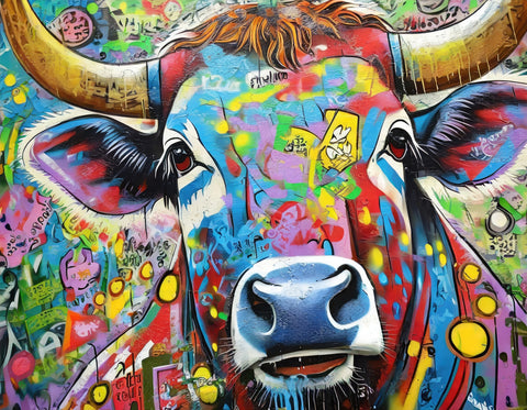 bull graffiti Wall Art