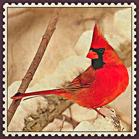 cardinal postage stamp Wall Art