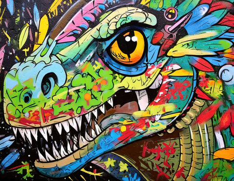 dinosaur graffiti Wall Art