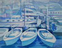 marina in blue Wall Art