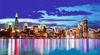 neon chicago skyline Wall Art