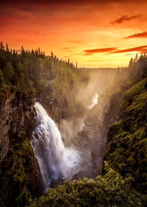 sunset waterfall Wall Art